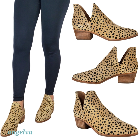 New dolce vita kasper suede leopard print slip on block heel western ankle boots - Picture 2 of 15